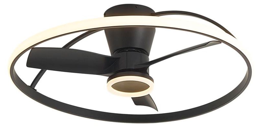 DeckenventilaTor Schwarz inkl  LED mit Fernbedienung Steer Produktbild 