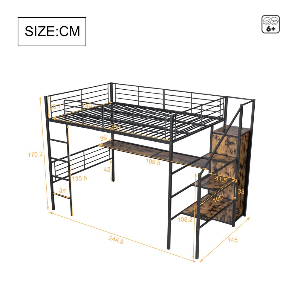 Łóżko piętrowe Flieks 140x200cm z szafą, łóżko młodzieżowe Zdjęcie produktu 4