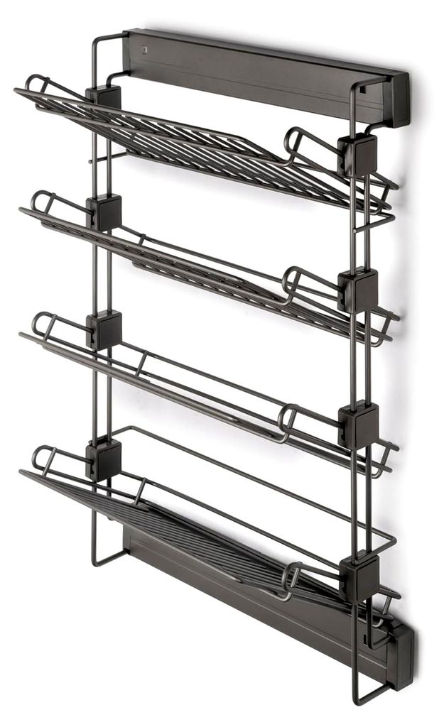 Ausziehbares seitliches Schuhregal für Schränke und begehbare Kleiderschränke, links, aus Stahl mit Titan-Finish