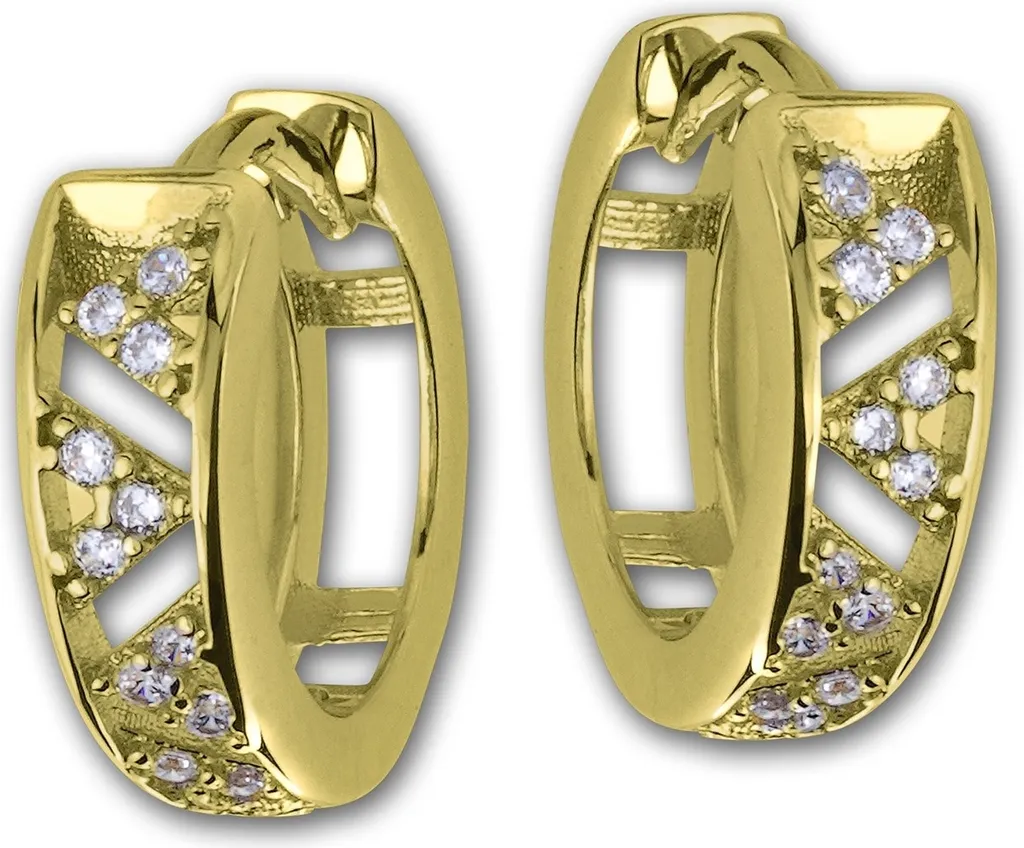 Boucles d'oreilles Or Jaune Véritable et Zirconia Brillants GoldDream