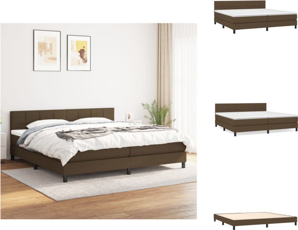 vidaXL Boxspringbett mit Matratze Dunkelbraun 200x200 cm Stoff - Betten & Bettgestelle