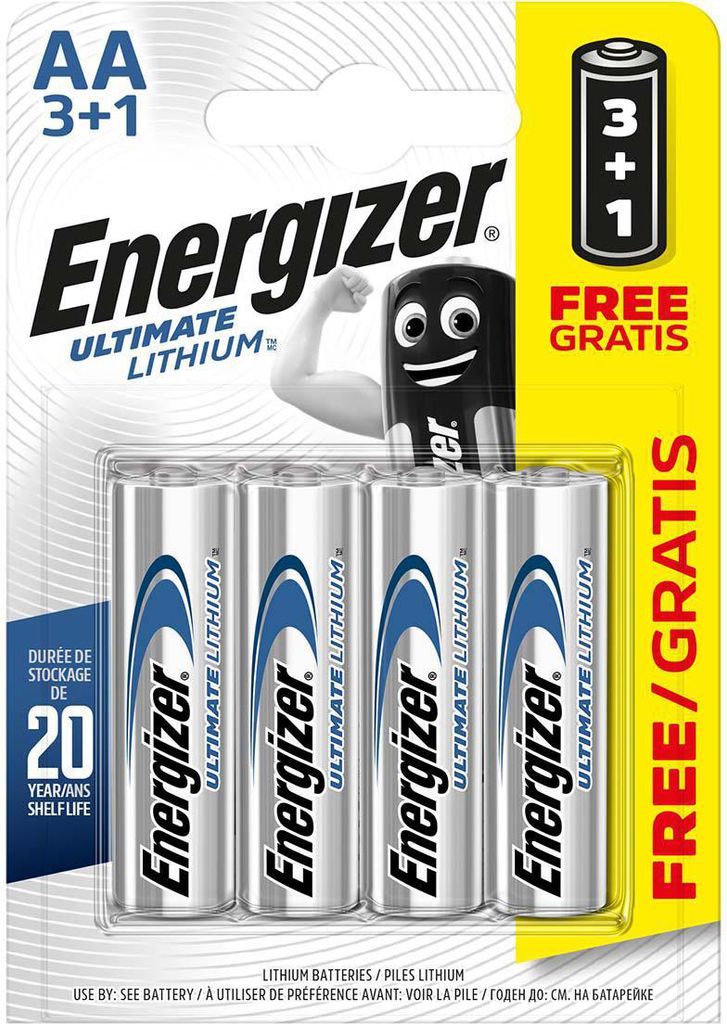 Energizer ENLITHIUMAA4SO, Einwegbatterie, AA, Lithium, 1,5 V, 4 Stück(e), 1150 mAh