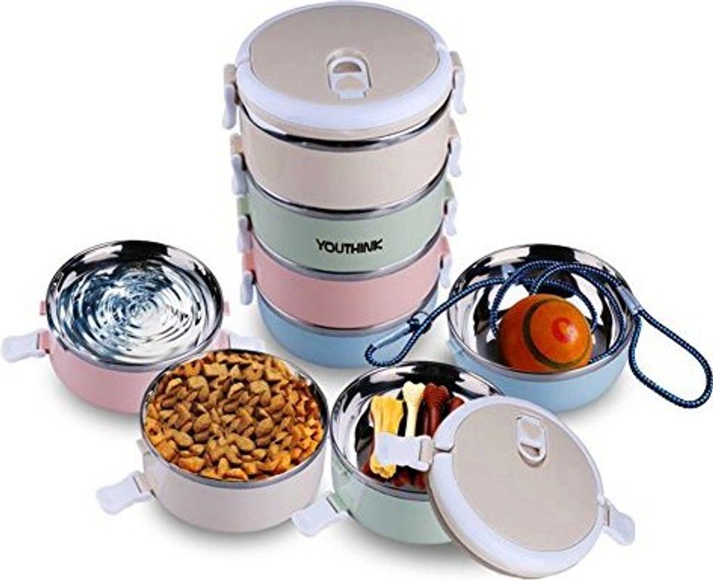 Youthink Spill Proof Hundekatze Reiseschale tragbar 304 Edelstahl Mehrere Schichten Haustier Wasser Lebensmittelbehälter Behälter Griff Outdoor R...