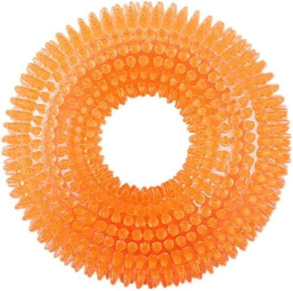 Jouet pour chiot qui mordille - Donut jaune caoutchouc spécial dents