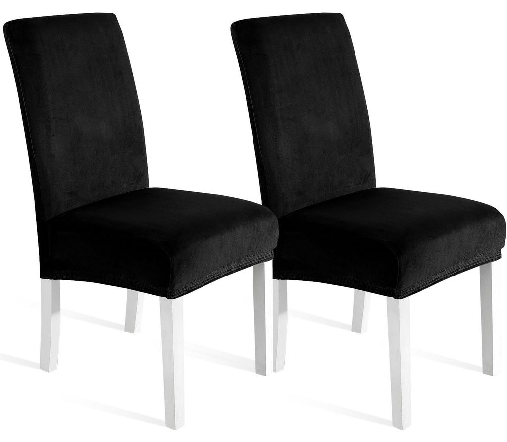 Samt-Stuhlhussen, 2er-Set, universelle Stretch-Stuhlhussen, weiche Stuhlhussen, waschbare, dekorative Stuhlhussen, kratzfeste Hussen mit hoher Rüc...