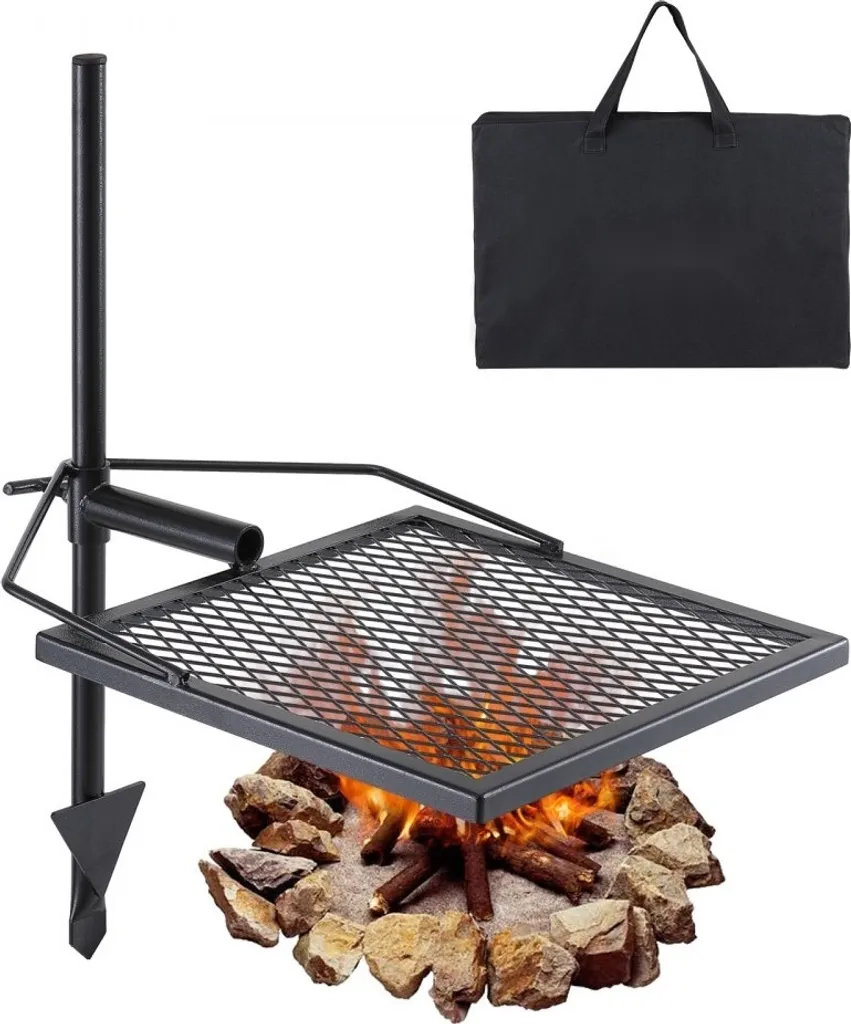 Barbecue de camping portable et pivotant pour repas en extérieur