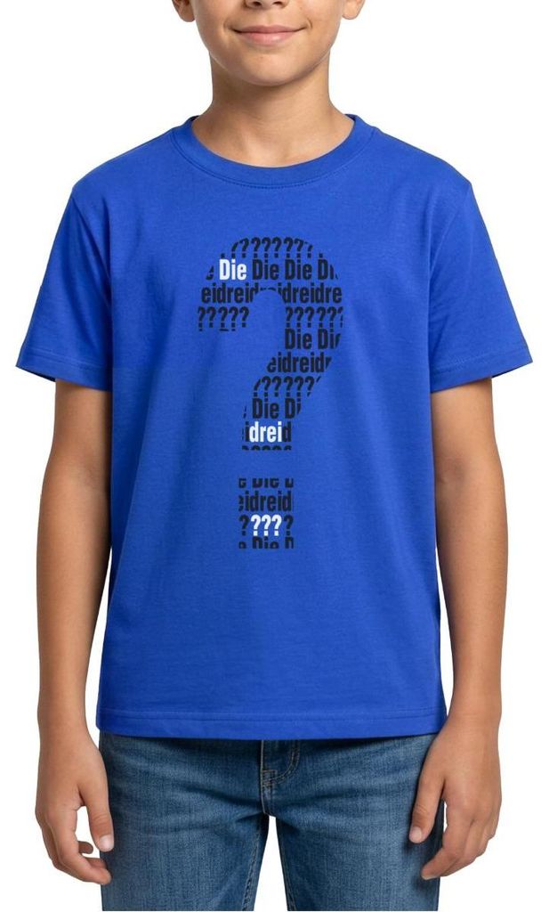 Spreadshirt Die Drei Fragezeichen Kids Logo Schwarz Weiß Teenager T-Shirt, 134/146 (9-11 Jahre), Royalblau