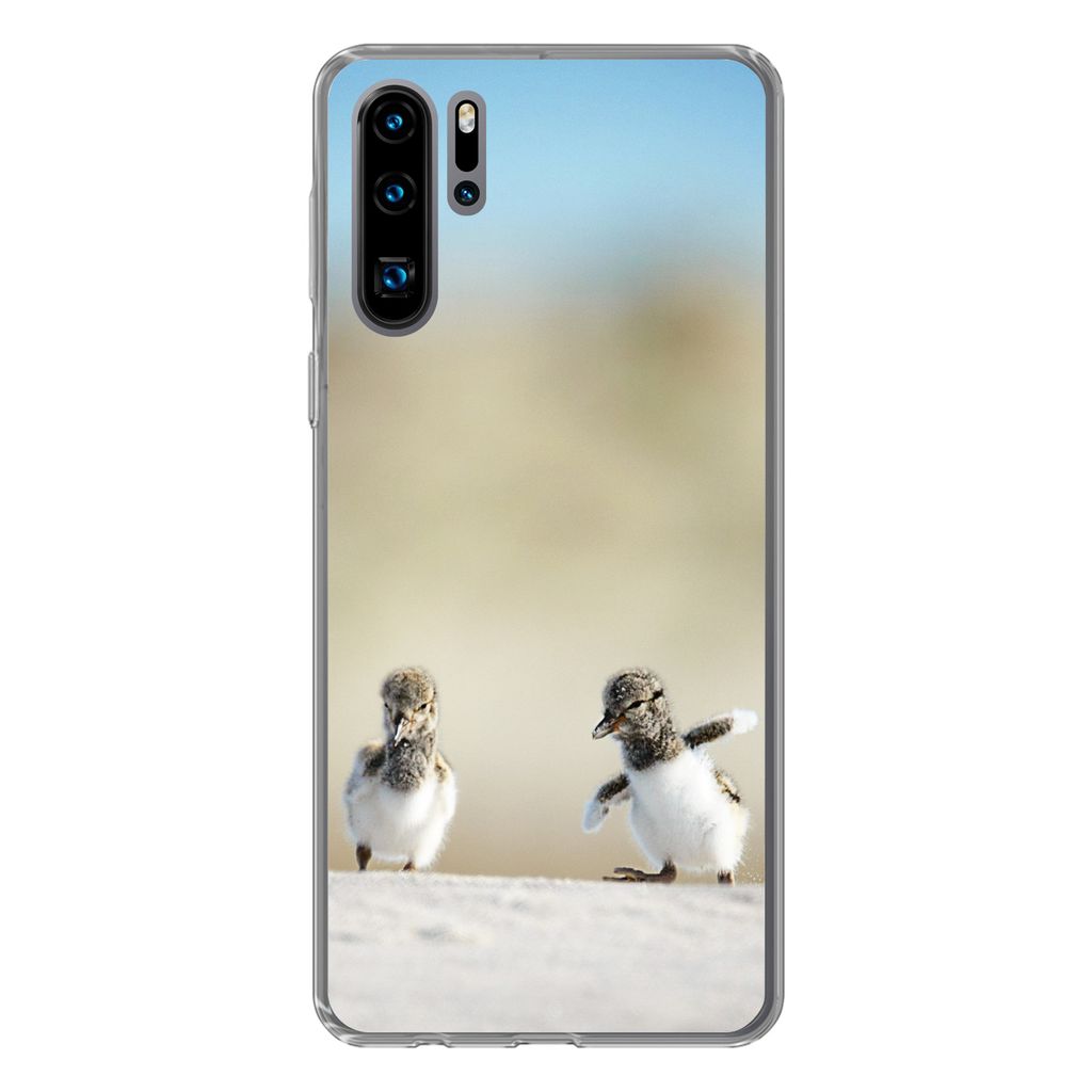 MuchoWow Handyhülle Schutzhülle Hülle für Huawei P30 Pro Junge - Sand - Vögel Silikon Softcase Handy Hülle - Schutzdeckel