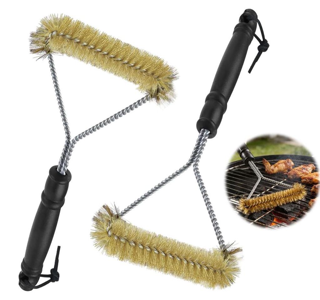 2er Set Grillbürste Messing für Gusseisen, BBQ Produktbild 
