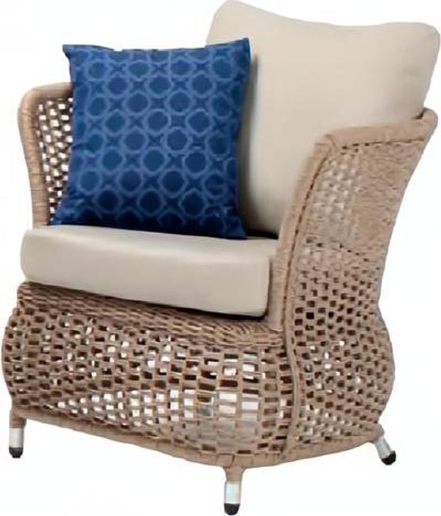 Sessel Beige Design Couch Sofa Relax Hochwertig Rattan Polster Sitzer Luxus