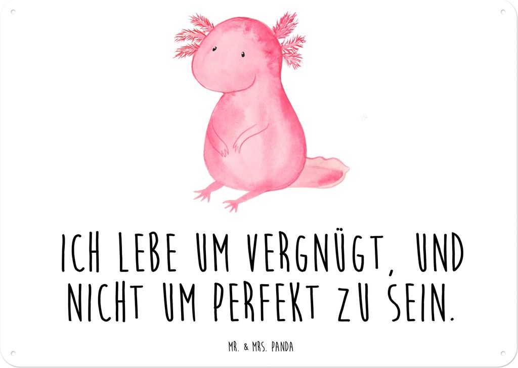 Mr. & Mrs. Panda Schild Axolotl Niedlich DIN A5 - Weiß - Geschenk, Weisheit, tafel, Retro Blechschild, Wandbild, Lebensweisheit, Freundin, Zufried...