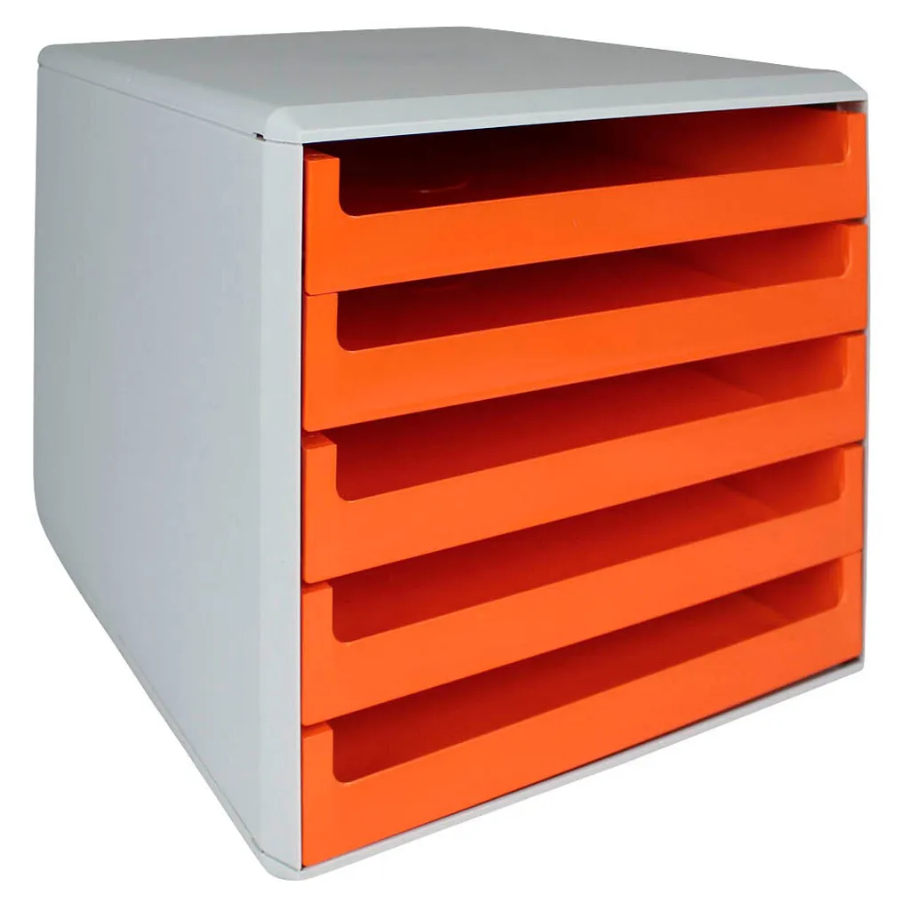 Boîte de tri A4 orange avec 5 tiroirs pour classer courrier et factures