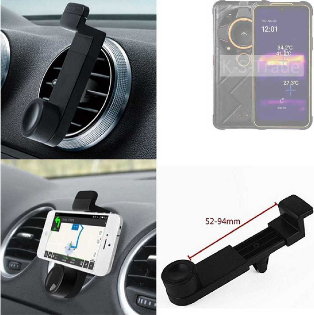 K-S-Trade Lüftungshalterung kompatibel mit AGM G2 Pro KFZ-Halterung Autohalterung Handy-halterung Lüftungsgitter Lüftungsschlitze Schwarz