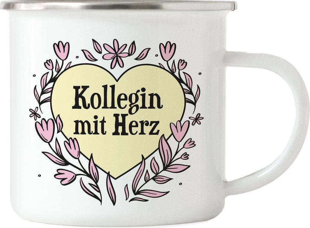 Kollegin mit Herz Emaille Tasse Geschenkidee Zum Danke Sagen Beste Kollegin