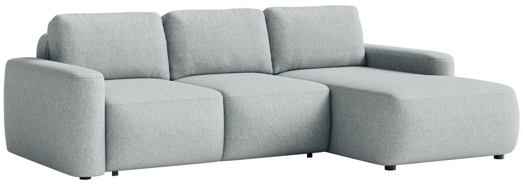 Selsey Carnos Mini – Ecksofa mit Schlaffunktion, Ottomane rechts, Chenille pflegeleicht, Grau
