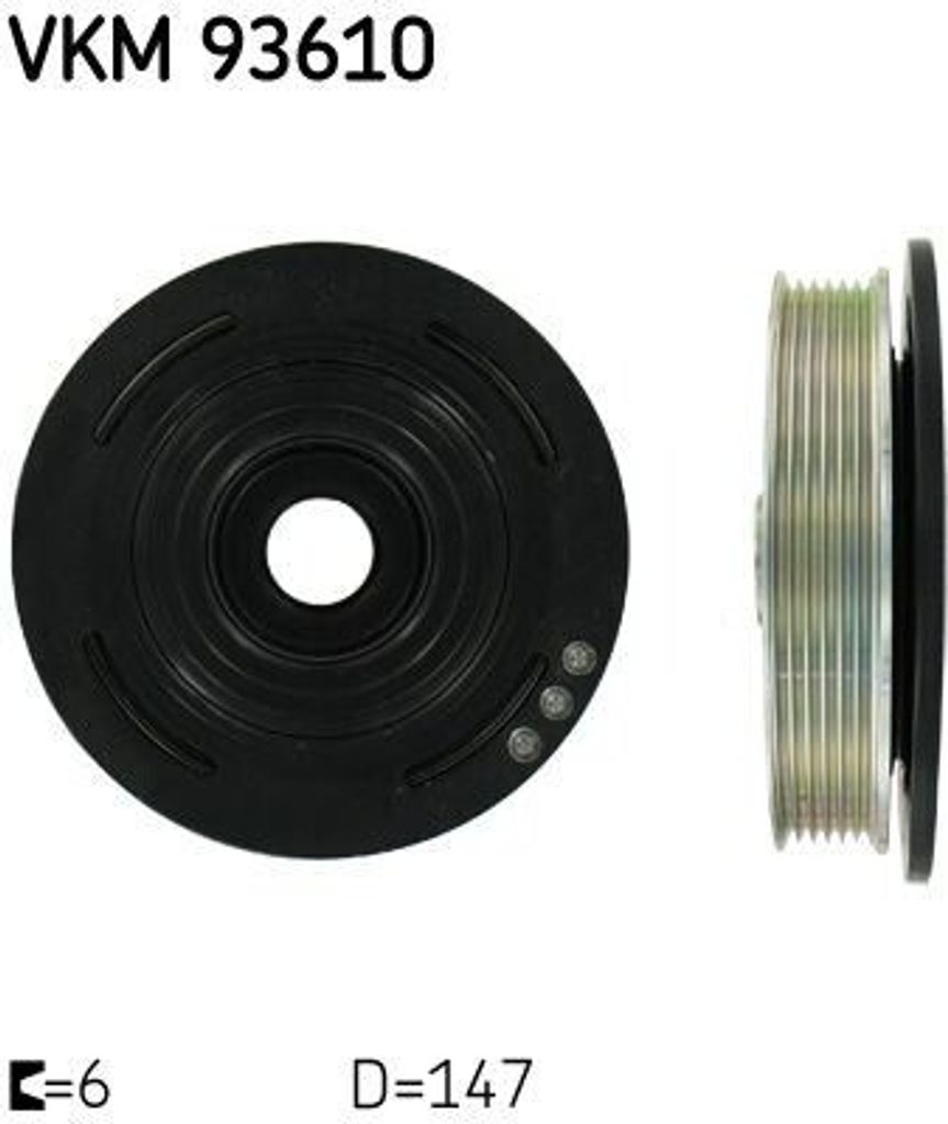 SKF VKM 93610 Riemenscheibe, Kurbelwelle OE 1230300QAE kompatibel mit Interstar, Movano, Vivaro, Avantime, Espace, Laguna, Master, Trafic, Vel Satis