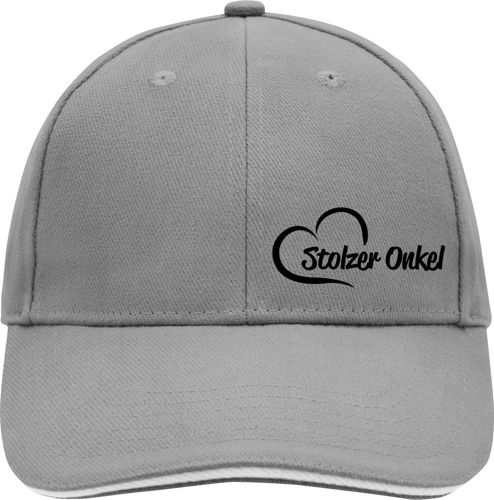 Huuraa Cappy Mütze Stolzer Onkel Herz Dark Grey/White Baumwolle 6-Panel Kappe Geschenkidee