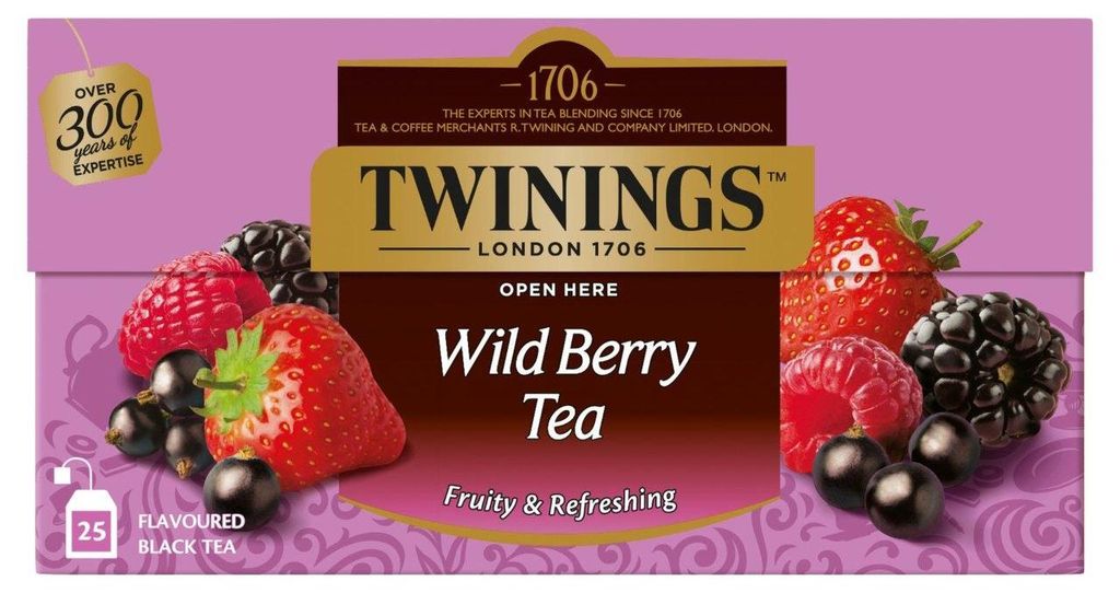 Twinings Schwarzer Tee Wildberry, 25 Beutel, 50 g – Produktbild 