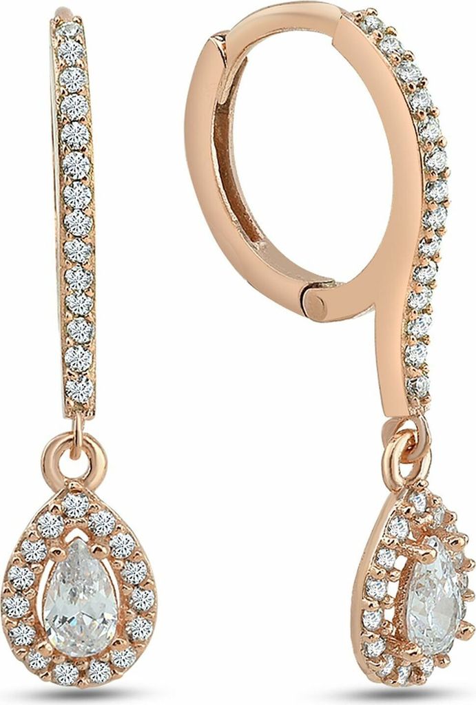 Dkeniz Ohrhänger 925/- Sterling Silber 3 cm Rosé Zirkonia Produktbild 