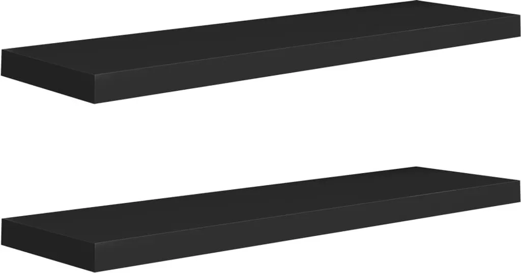 2 Mensole Nere 90x23,5 cm - Ripiani Muro MDF Facile Installazione
