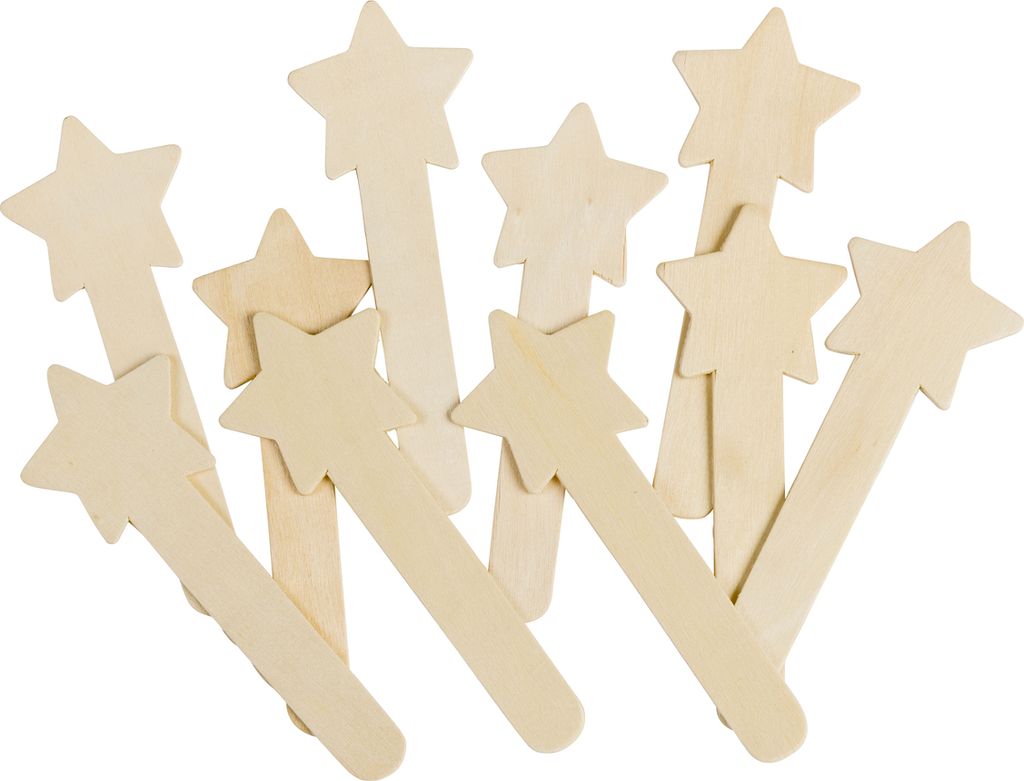 EDUPLAY 370119 Sterne Holzbastelstäbchen (10er Pack) Produktbild 