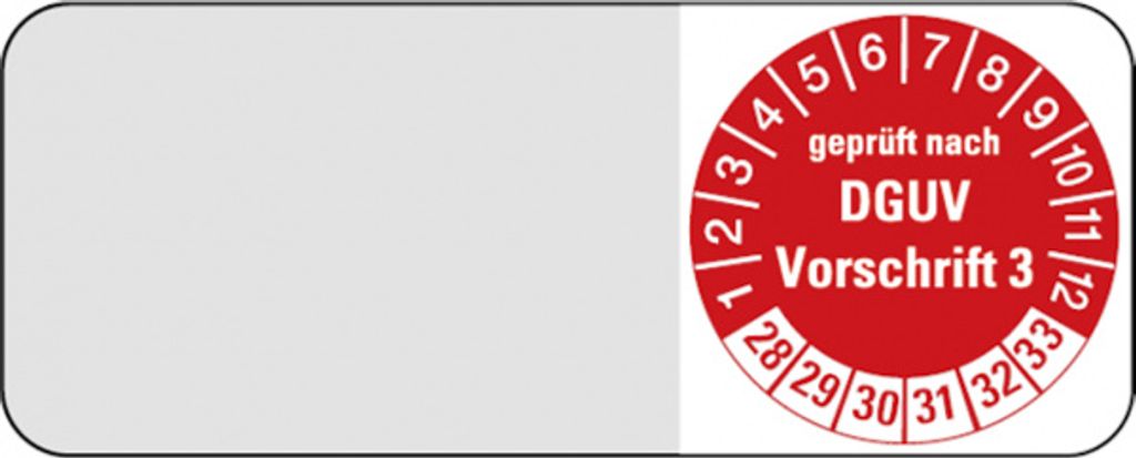 Dreifke Kabelprüfplakette ab 28 nach DGUV Vorschrift 3 rot/w - 50x20 mm Foli...