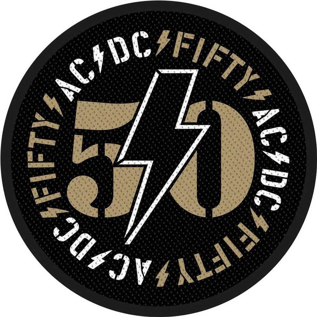 AC/DC - Patch "Fifty", gewebter Stoff Aufnähen RO11923 (Einheitsgröße) (Schwarz)
