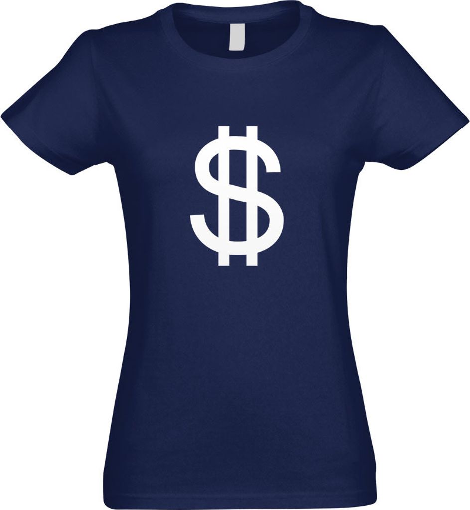 Kiwistar - T-Shirt tailliert - Damen - Navy - Dollarzeichen - Dollar Zeichen - mit Motiv Bedruckt - Funshirt Design - Sport - Freizeit - Damen - M