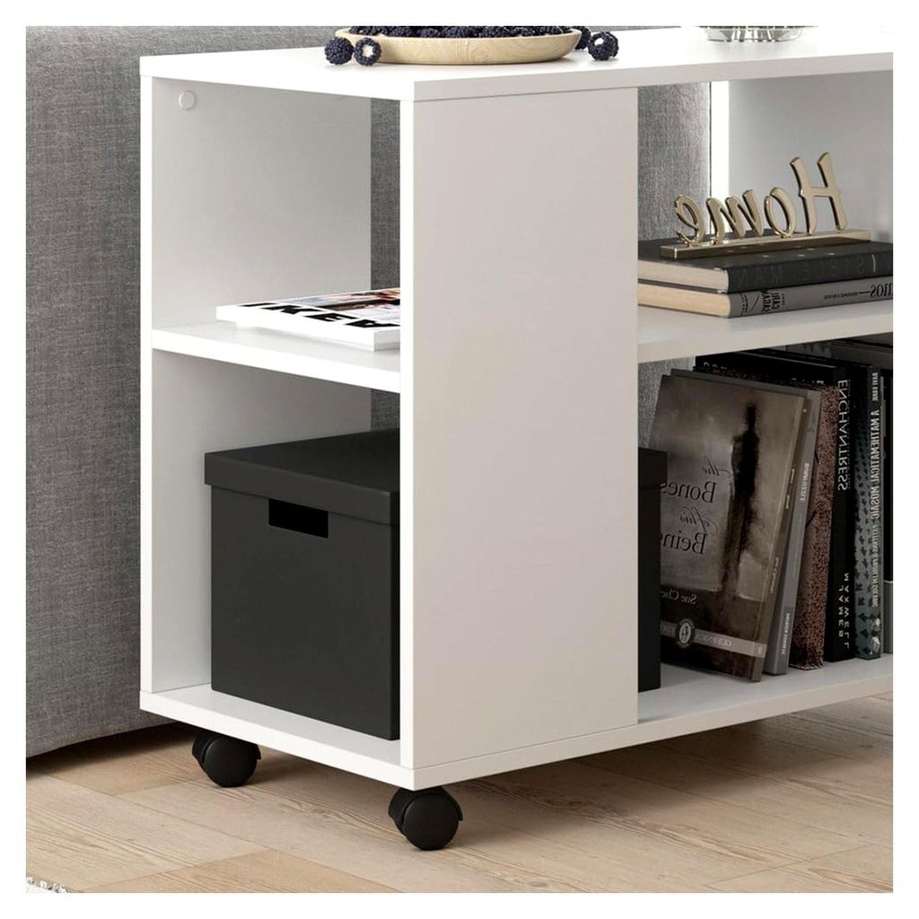 Couchtisch Marian, Weiß, 70 x 36,6 cm mit Rollen