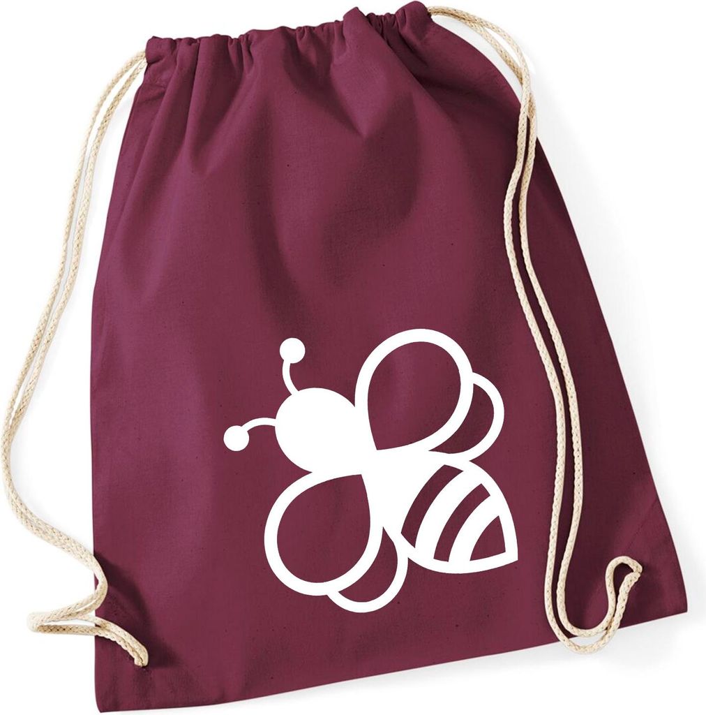 Huuraa Turnbeutel Biene Silhouette 12 Liter Burgundy Baumwolle Rucksack Geschenkidee