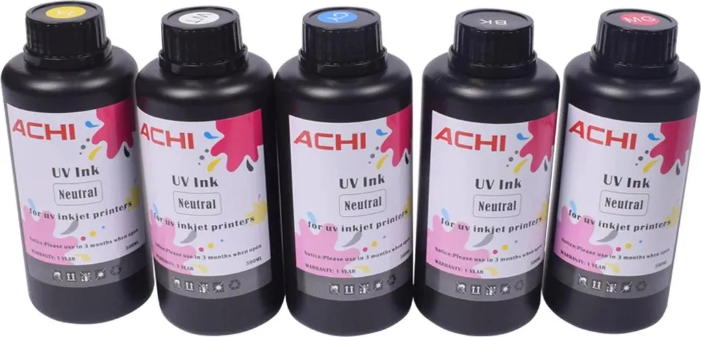 Kit d'Encre UV Polyvalente 500ml Lot de 5 pour Imprimante à Plat LED