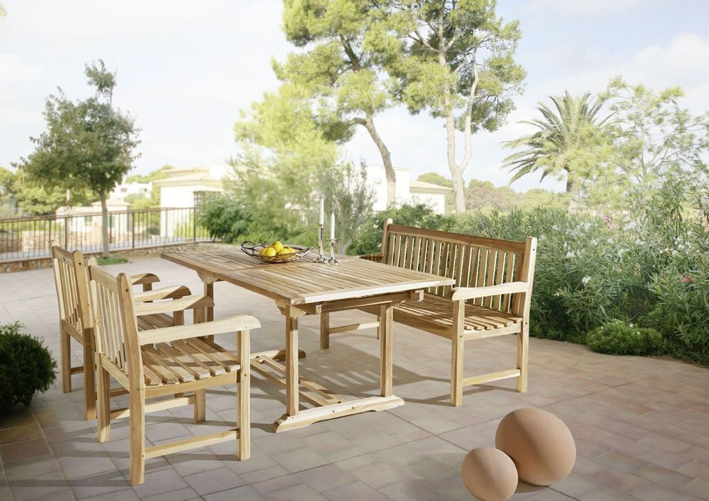 SAM Gartenmöbel Set 4tlg mit Bank Teak Gartentisch ausziehbar 180-240 cm KUBA/CARACAS