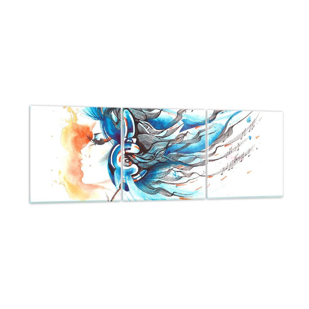 Bilder auf glas - disco dj Mädchen Abbildung - 150x50cm - Glasbilder - Wandbilder - Kunstdruck - zum Aufhängen bereit - Wanddekoration aus Glas -...