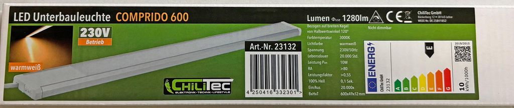 Luce LED sottopensile 'Comprido 600', 10W, 715lm, 60cm, Immagine del prodotto 