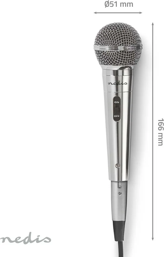 Microfono per Voce in Metallo Argento - Cavo 5m - Sicuro e Facile - 10