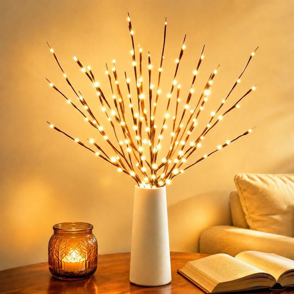 3er Set LED Dekolampe, Lichtzweige Warmweiß, Tischdeko Produktbild 