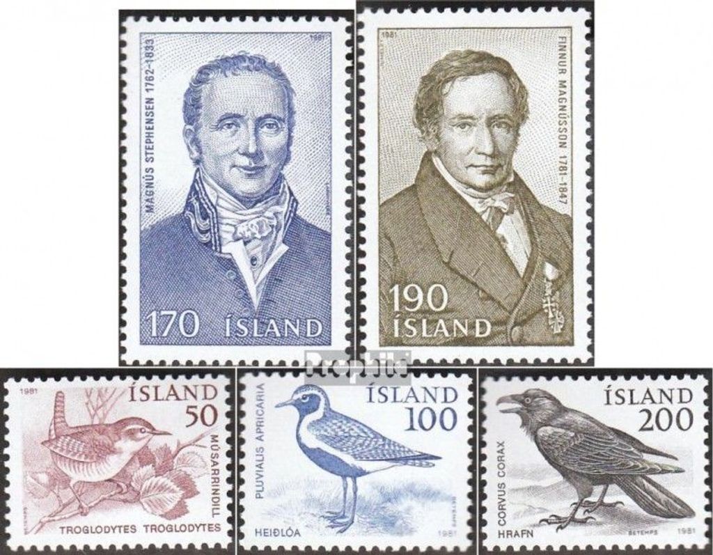 Briefmarken Island 1981 Mi 563-564,567-569 (kompl.Ausg.) postfrisch Isländer