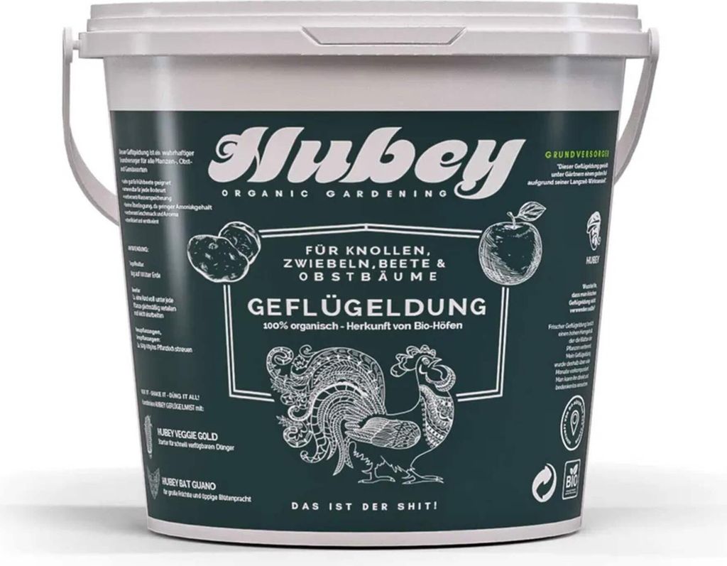 Hubey Hühnerdung 8 Kg Universaldünger Naturdung & Bodenaktivator aus Hühnermist
