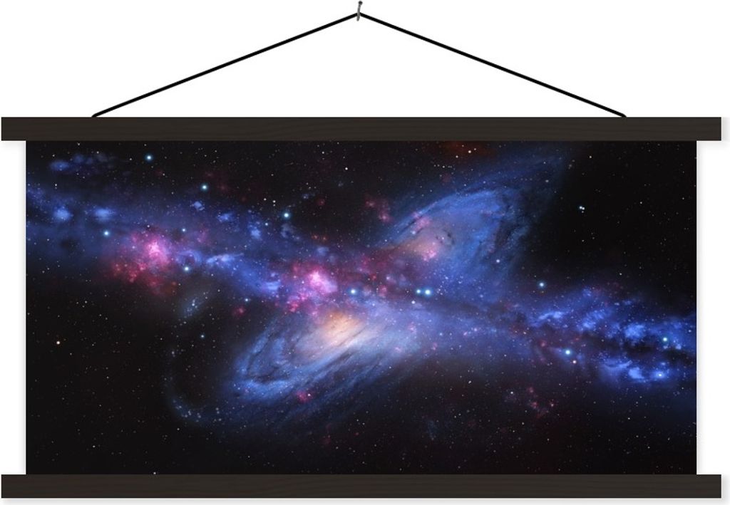 MuchoWow Textilposter Eine bunte Illustration der Milchstraße 150x75 cm mit schwarzem Rahmen - Posterleiste