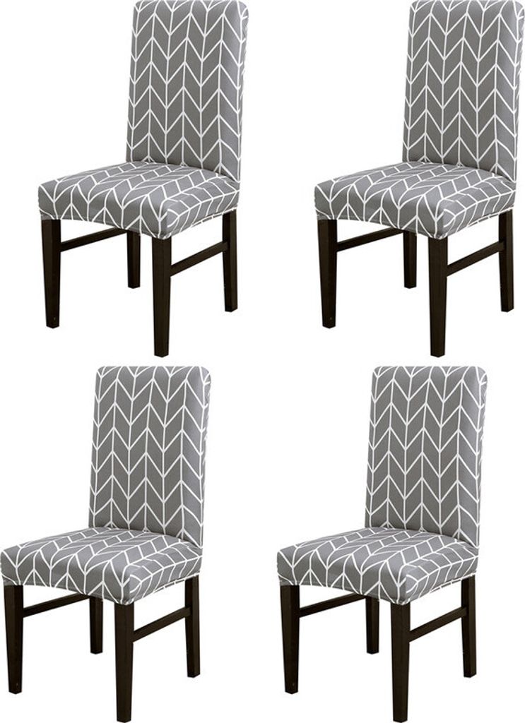 4 PACK Esszimmer Stuhlhussen Stretch Abnehmbare waschbare Stühle Sitzbezug Schonbezug Protector für Bar Küche Bankett Party Hochzeit, grau