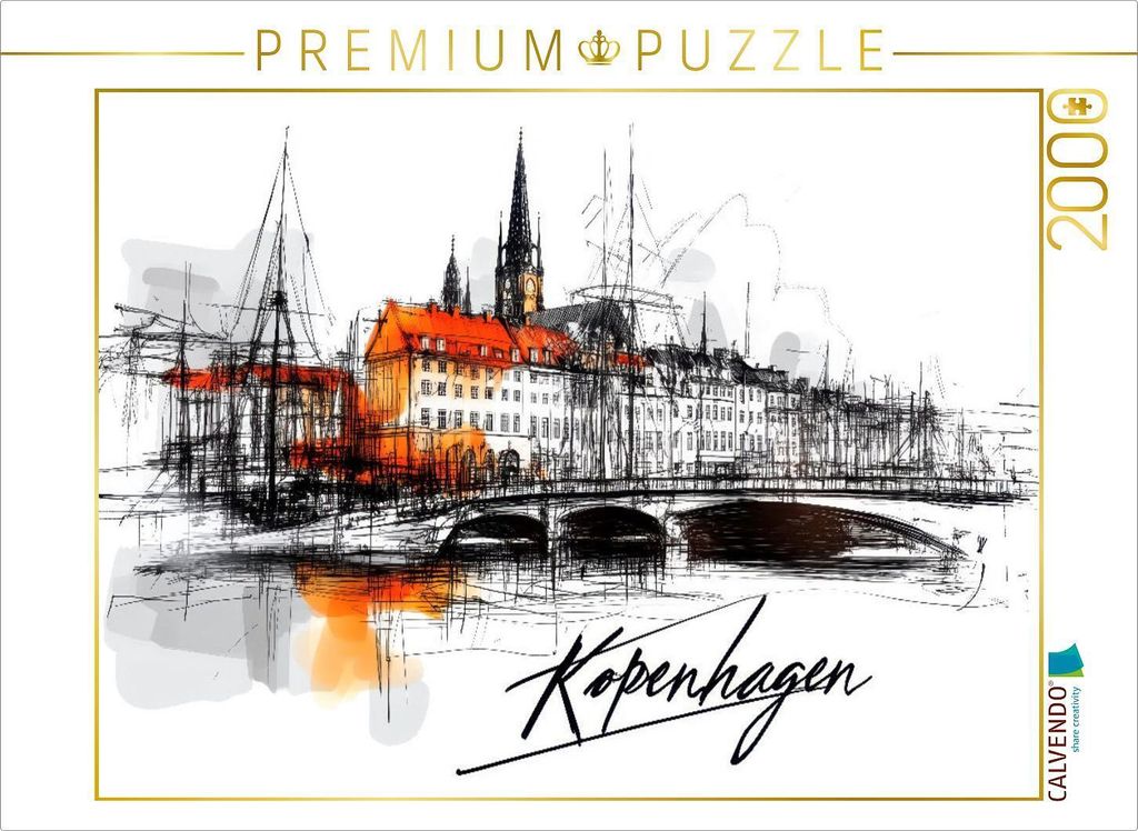 CALVENDO Puzzle Kopenhagen | 2000 Teile Lege-Größe 90x67cm Foto-Puzzle für glückliche Stunden