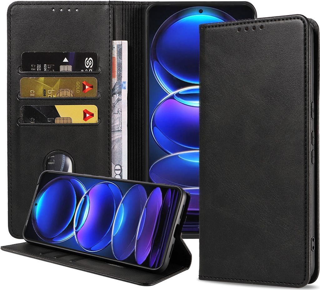 Smartphonica Handyhülle passend für Xiaomi Redmi Note 12 Pro Plus Kunstlederhülle mit Magnetverschluss und Kartenhalter Buchhülle mit Klappe - ...