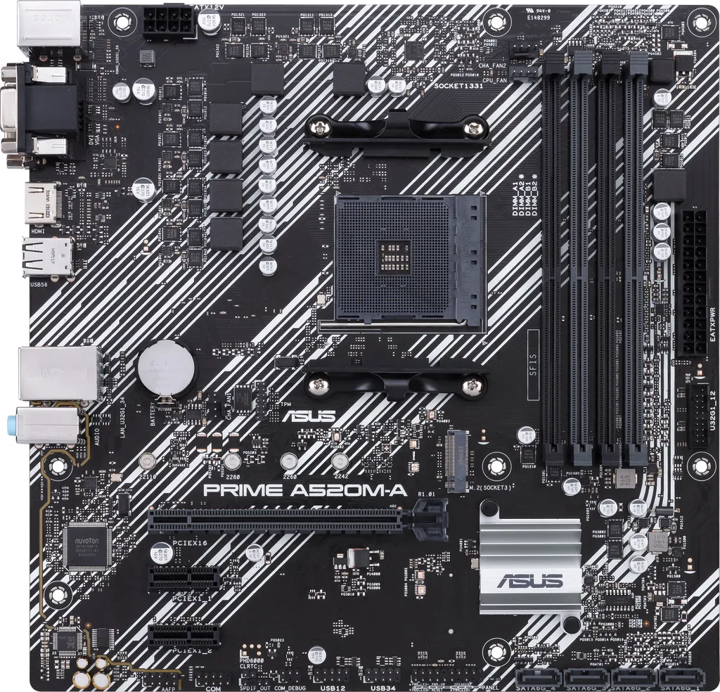 Carte Mère Micro ATX ASUS PRIME A520M-A II CSM pour Processeur AMD AM4
