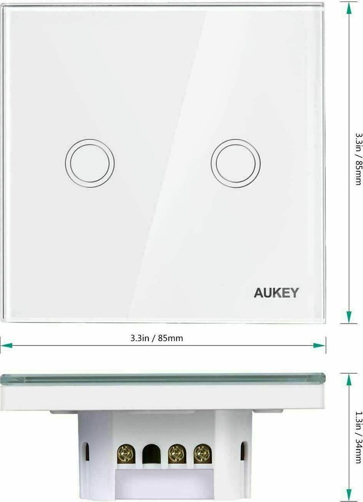 Lichtschalter Touch Steuerung aus Glas Wandschalter Panel Kratzfester Weiß LED- Beleuchtung Wechselschalter
