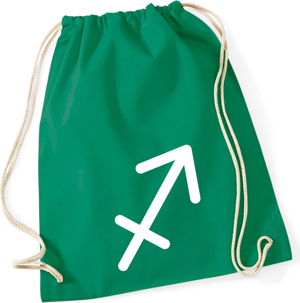 Huuraa Turnbeutel Schütze Sternzeichen Zeichen 12 Liter Kelly Green Baumwolle Rucksack Geschenkidee