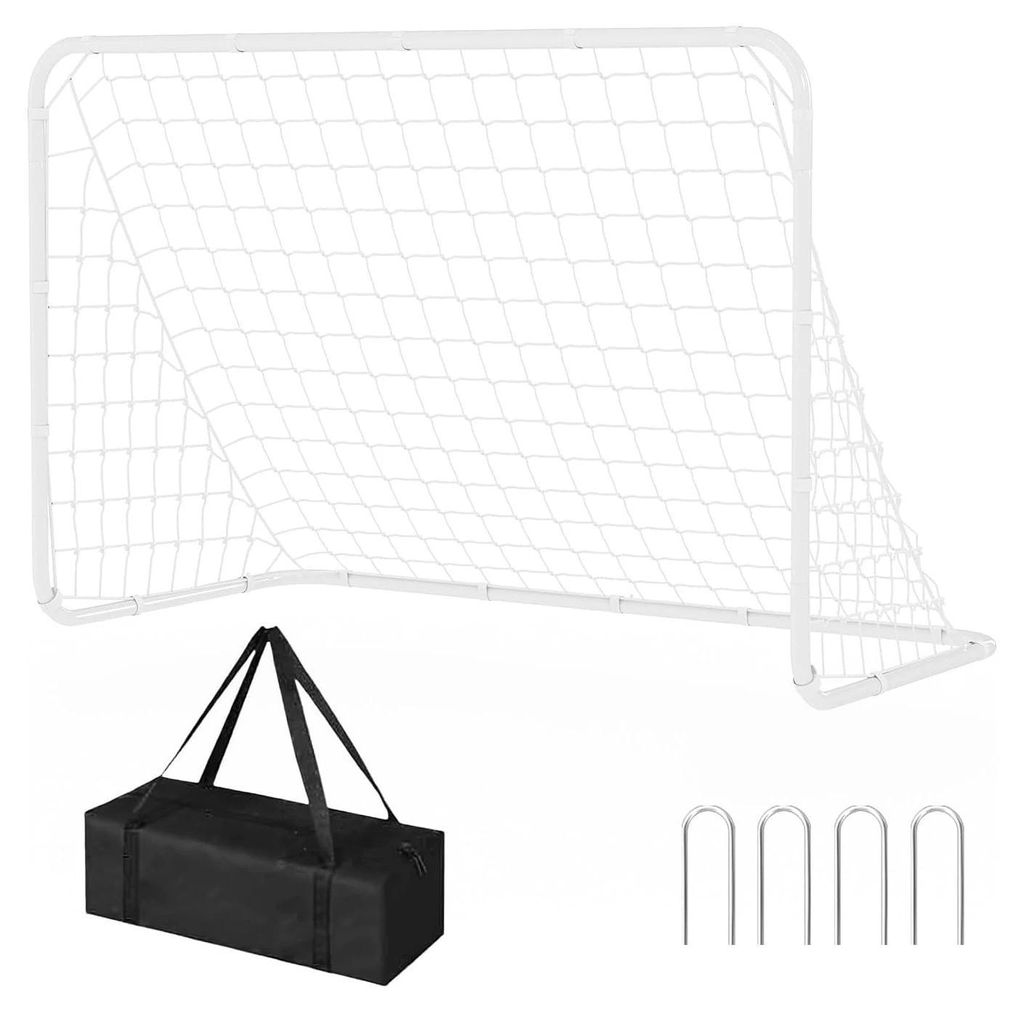 Tragbares Fußballtor - Rebounder Trainingsnetz - Klappbar, Robuster Metallrahmen, PE-Netz, Mit Tragetasche, Für Garten/Strand - 183x122 cm - Weiß