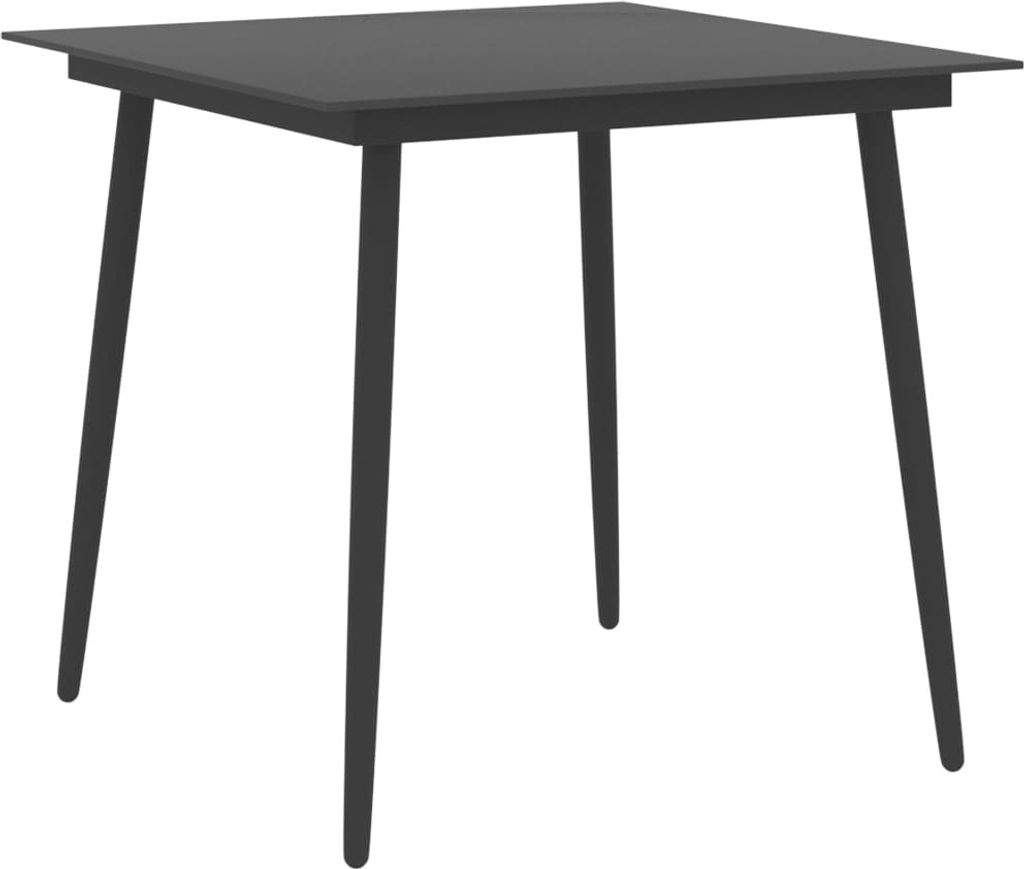 Garten-Esstisch Schwarz 80x80x74 cm Stahl und Glas