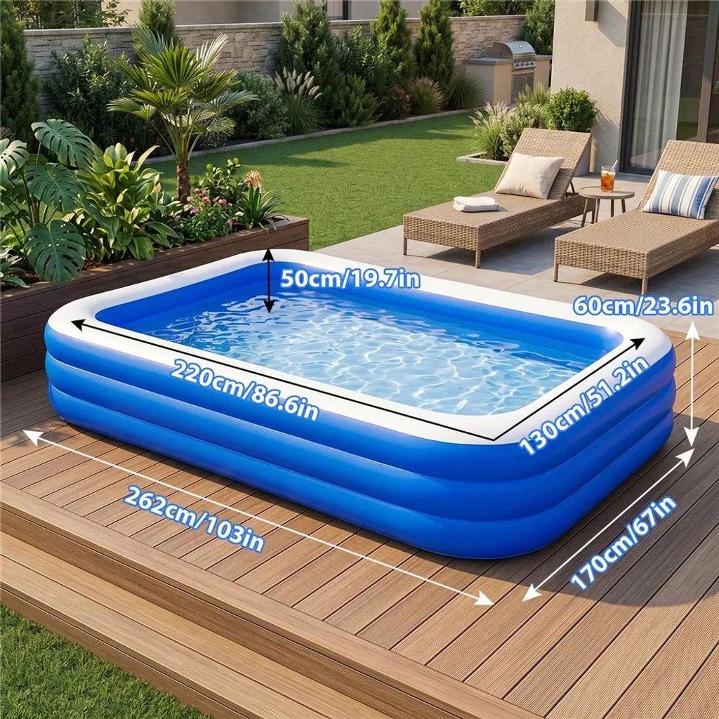 Aufblasbarer Familienpool - Gartenpool 262 cm - Dickes Produktbild 
