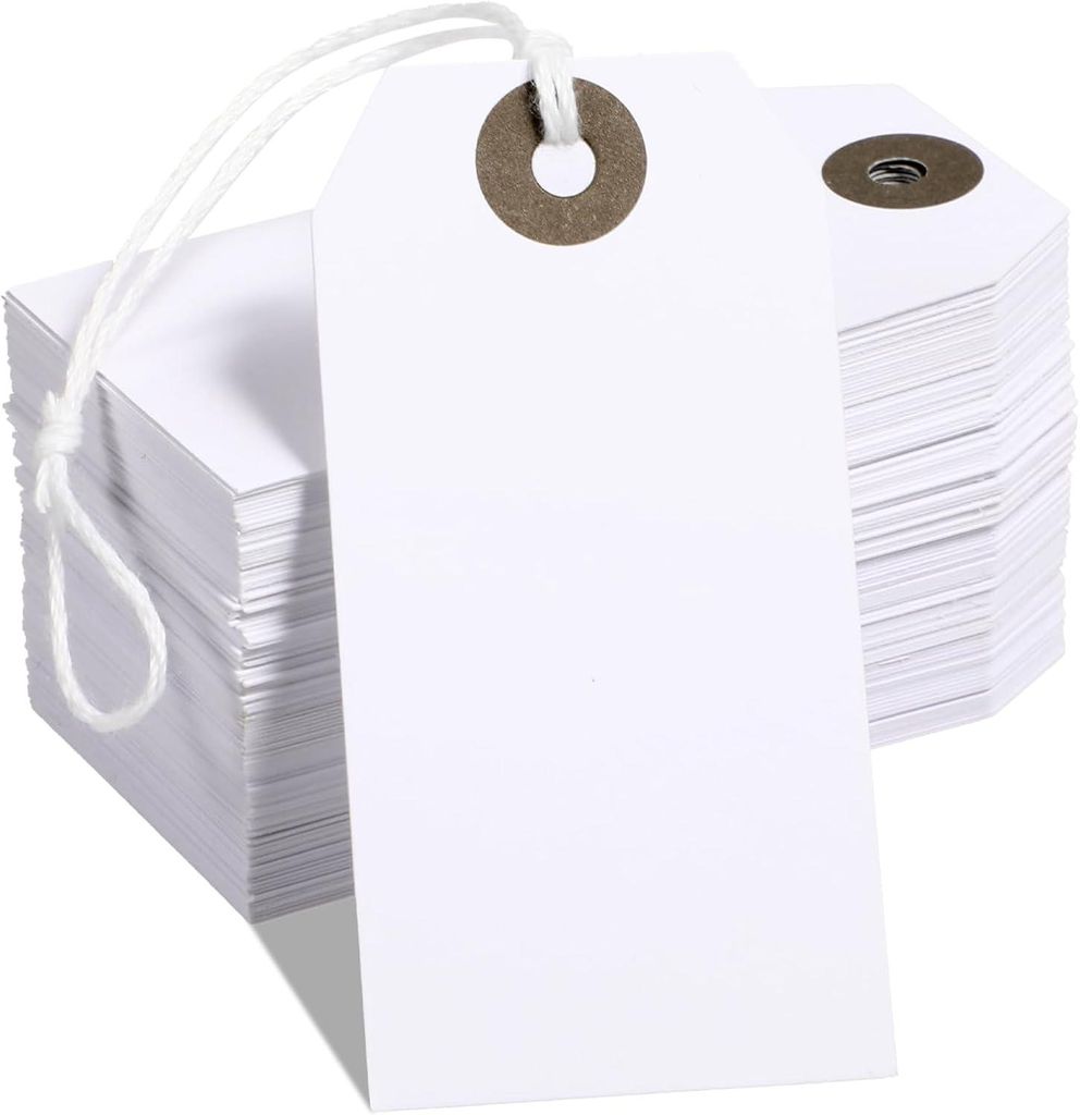 100 kleine, hängende Preisschilder mit Schnur, für Einzelhandel, Geschenktüten, Bastelarbeiten.