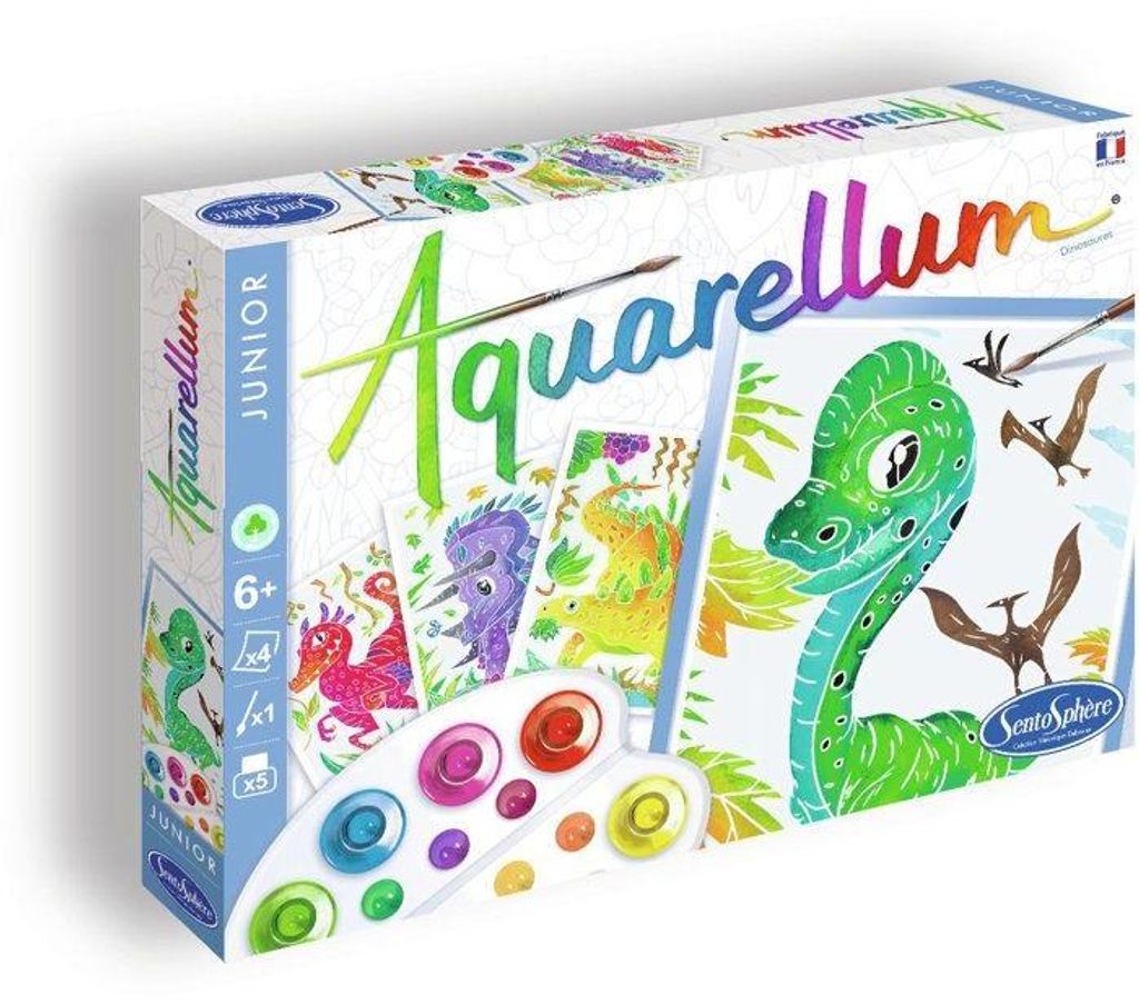 Aquarellfarben Set, SENTOSPHERE Aquarellum Junior, Dinosaurier, 5 Farben, Velinpapier, Ab 7 Jahren